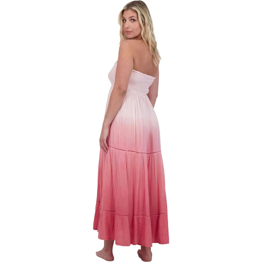 Fati Women's Strapless Maxi Dress Rose Ombre