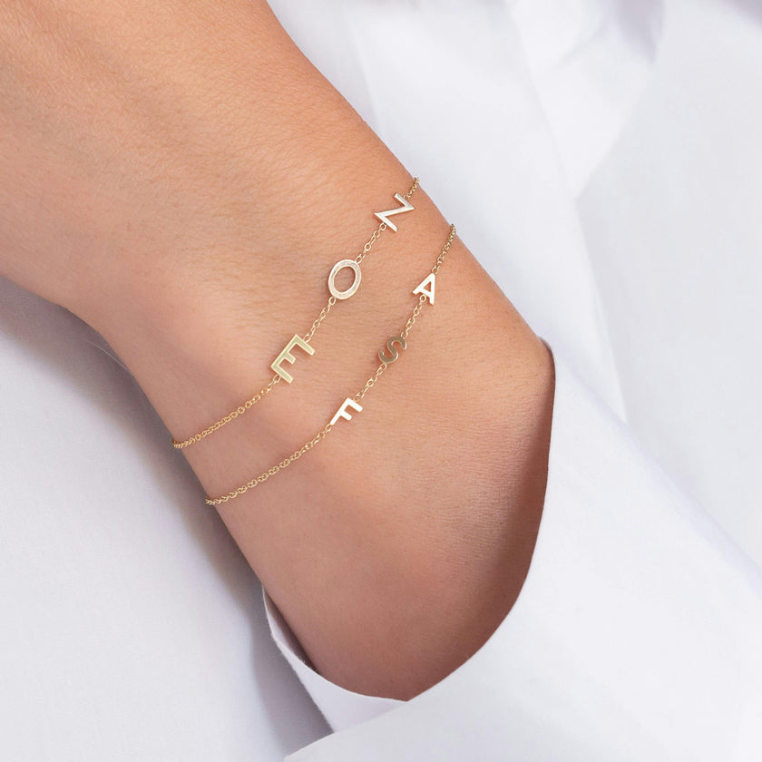 14k Gold Initial Bracelet