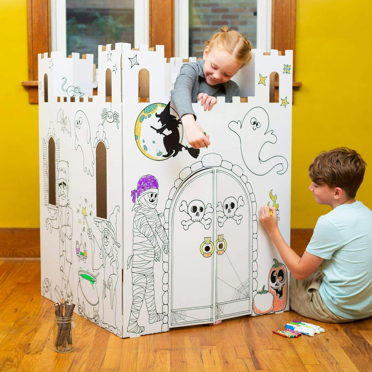 Cardboard Coloring Playhouse Haunted Castle