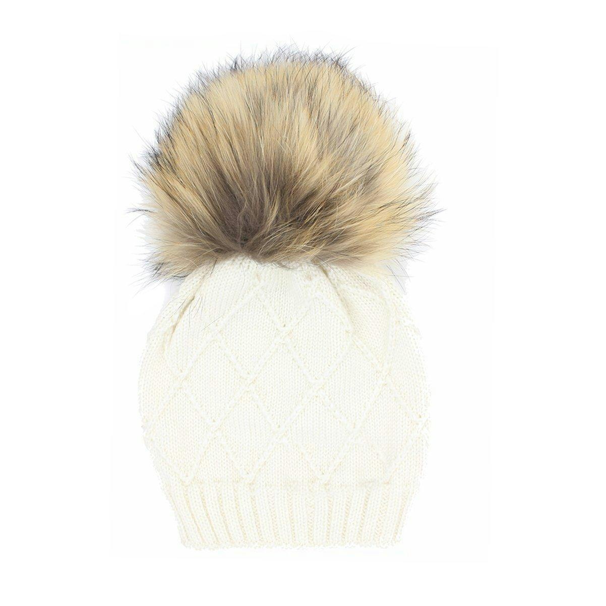 Chunky Knit Hat With A Genuine Fur Pom (TikTok)