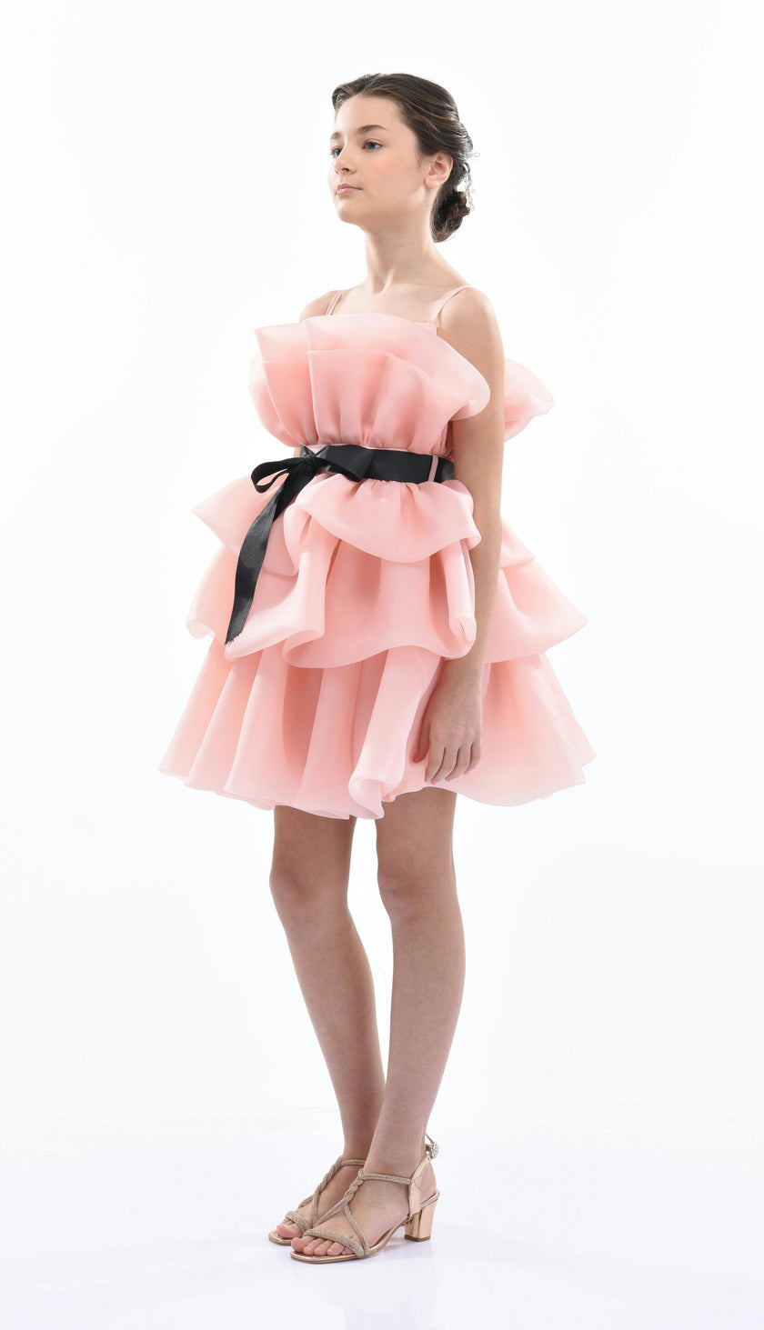 Pink Noella Ruffle Bow Dress