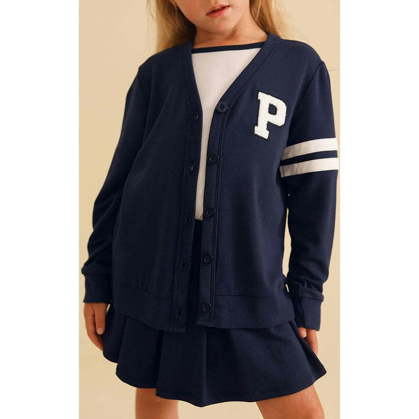 Varsity Navy French Terry Varsity Cardigan