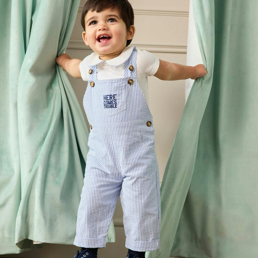 Baby Here Comes Trouble Dungarees