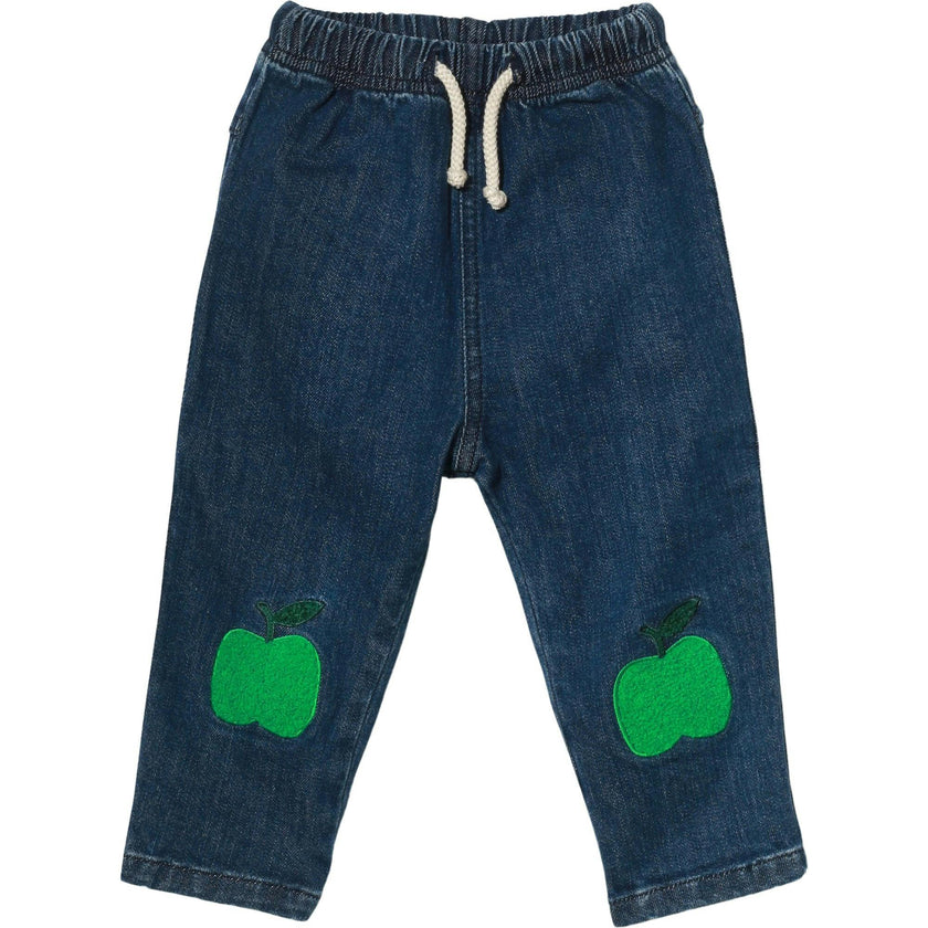 Recycled Denim Green Apple Patch Baby Pant