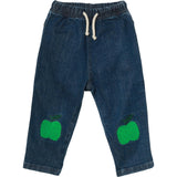 Recycled Denim Green Apple Patch Baby Pant