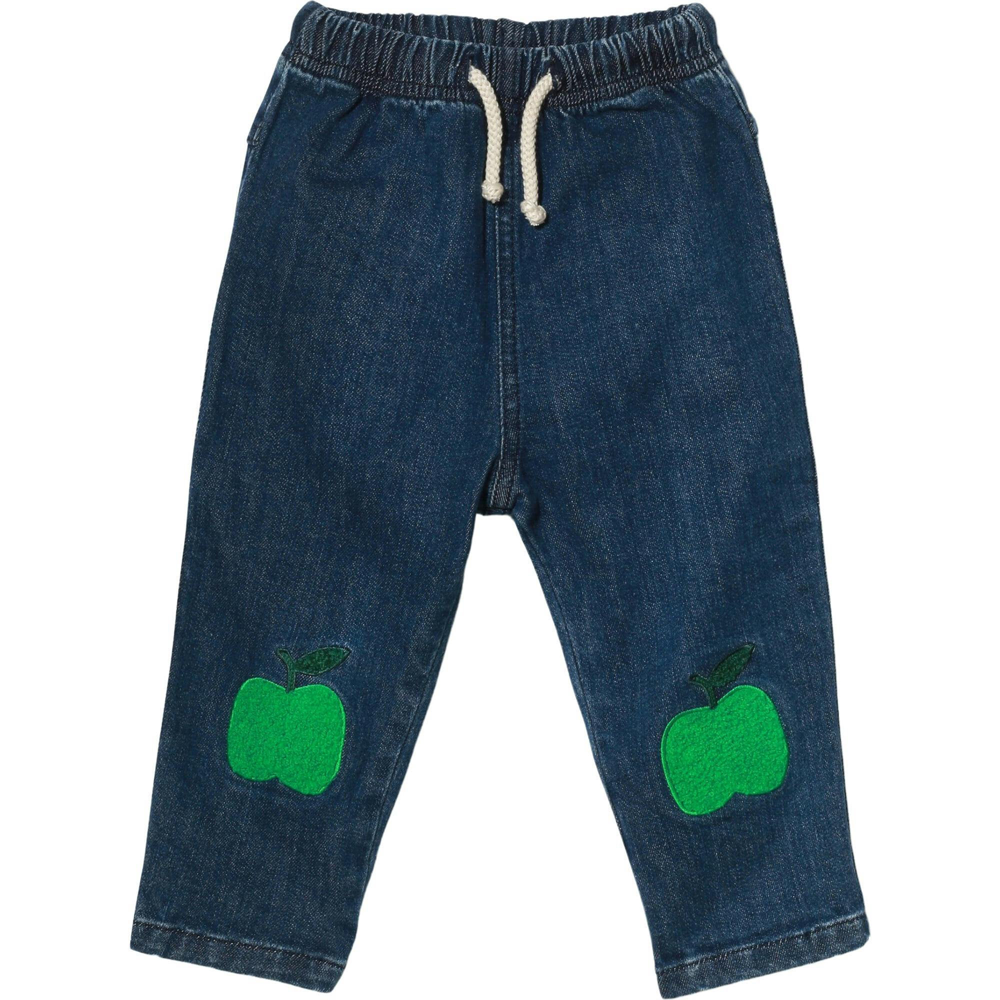 Recycled Denim Green Apple Patch Baby Pant