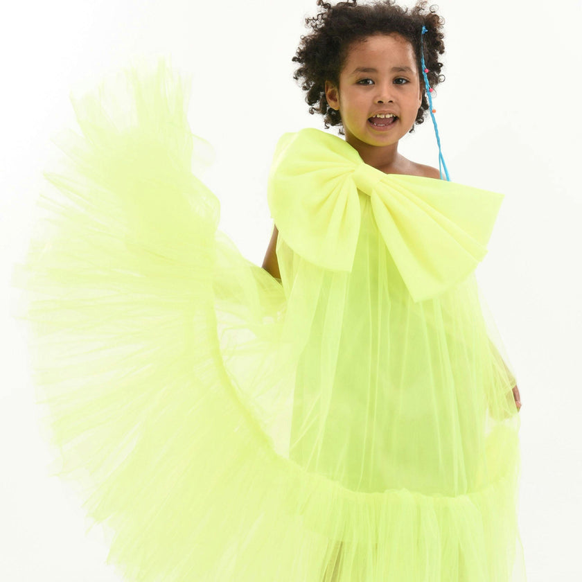 Green Maggi Neon Bow Tulle Dress
