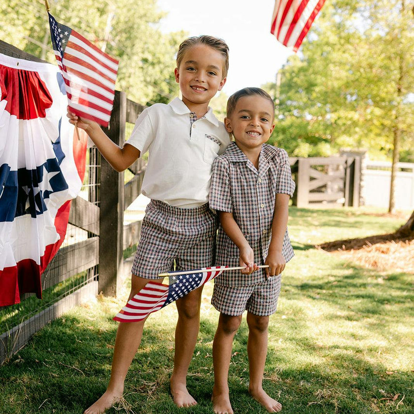 Rhodes Button Down Top - Americana Plaid