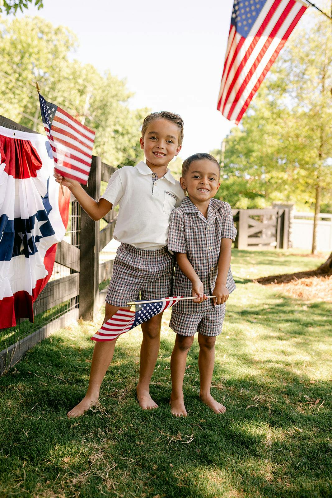Rhodes Button Down Top - Americana Plaid