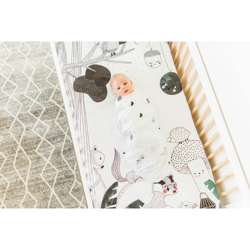 Hedgehogs and Mushrooms Bamboo Swaddle