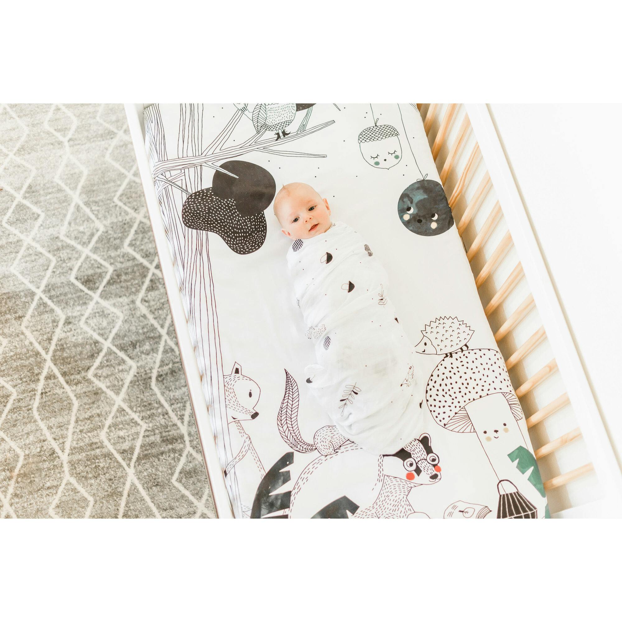 Hedgehogs and Mushrooms Bamboo Swaddle