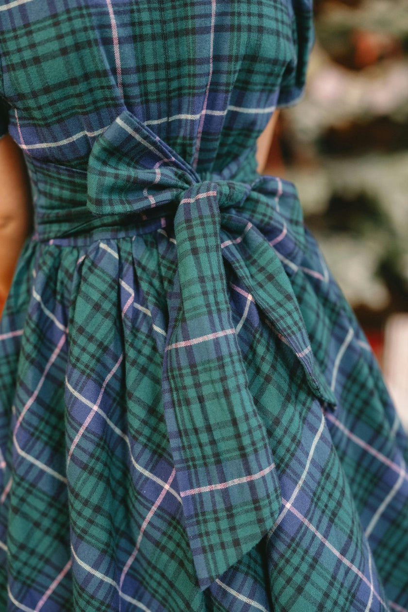 Mini Cupcake Dress in Emerald Plaid
