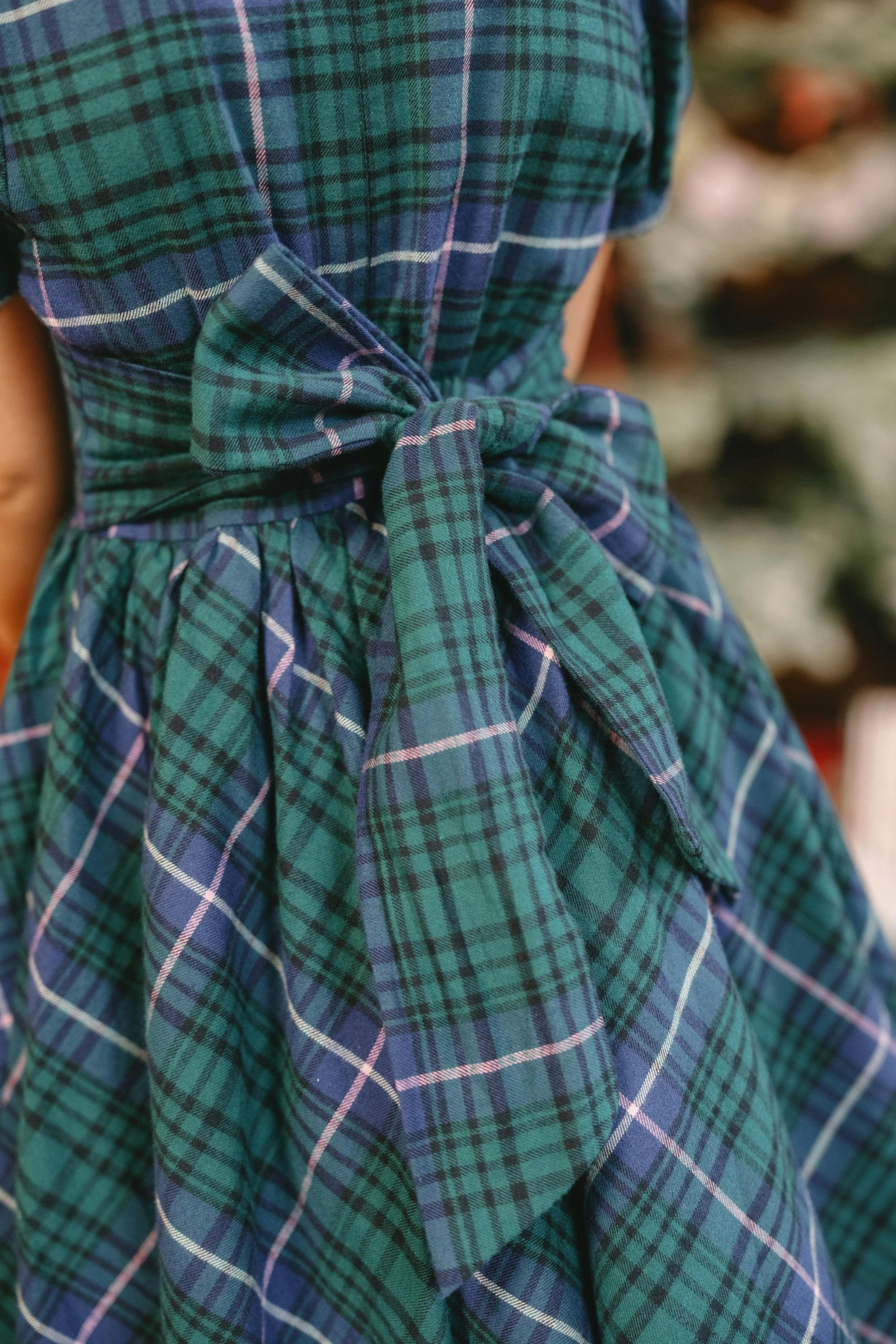 Mini Cupcake Dress in Emerald Plaid