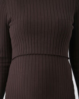 Nella Rib Nursing Knit Dress  Cocoa