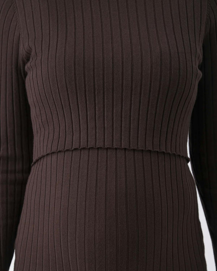 Nella Rib Nursing Knit Dress  Cocoa