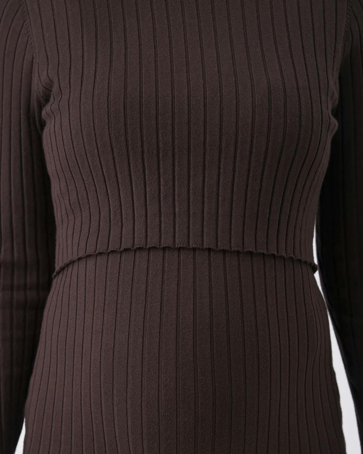 Nella Rib Nursing Knit Dress  Cocoa