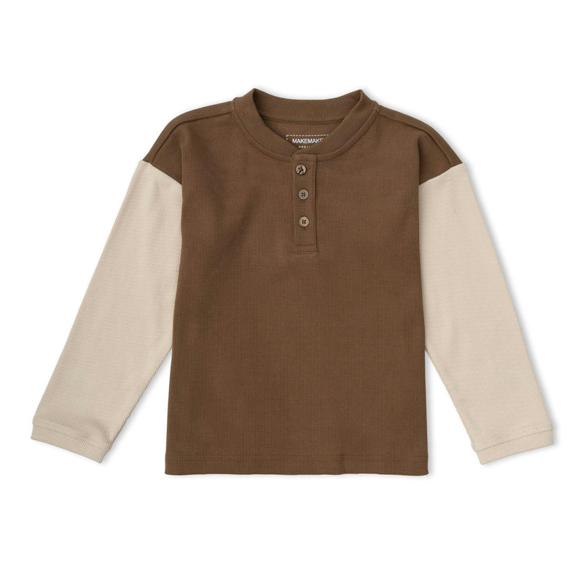 Organic Henley Tee - Brown