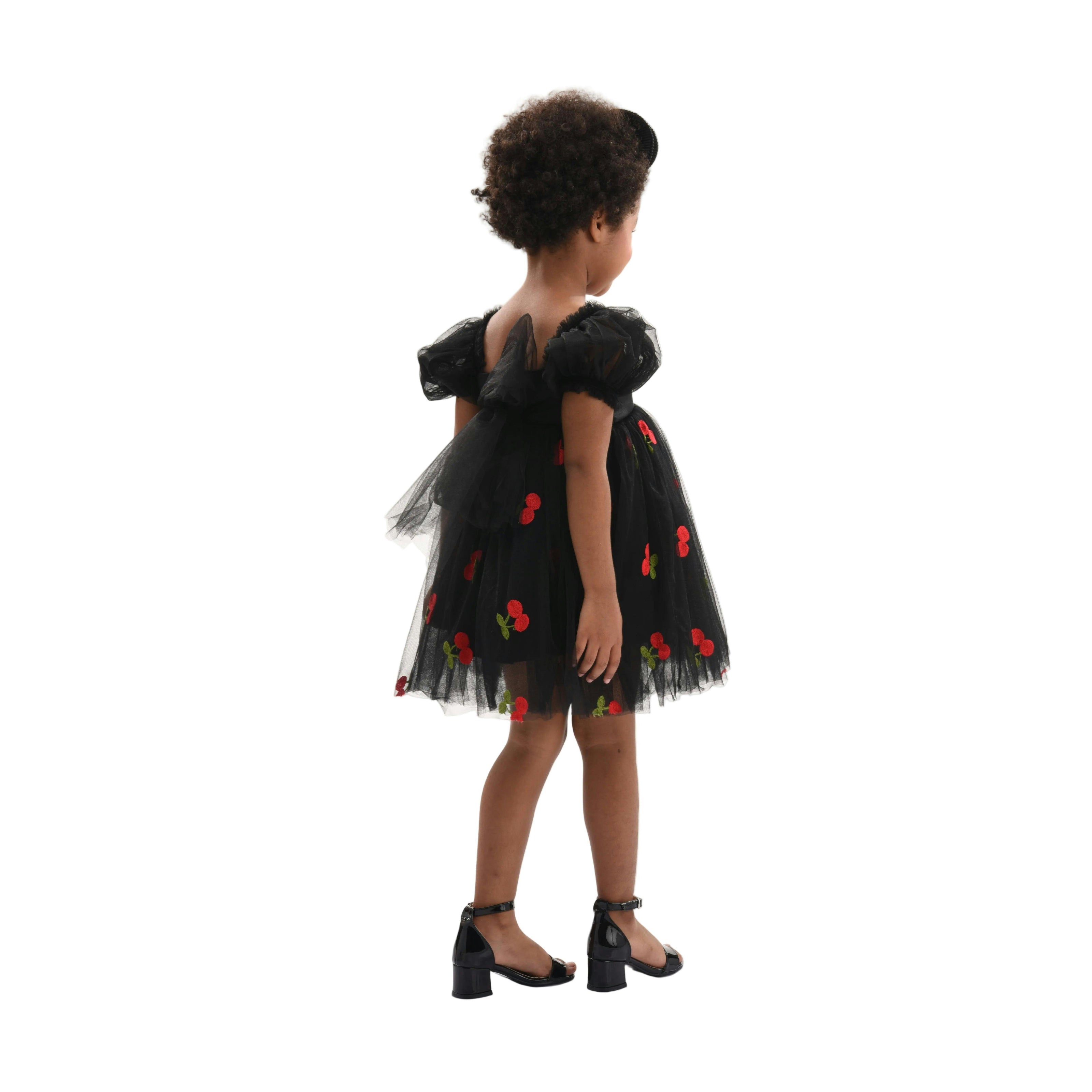 Black Elysande Cherry Tulle Dress