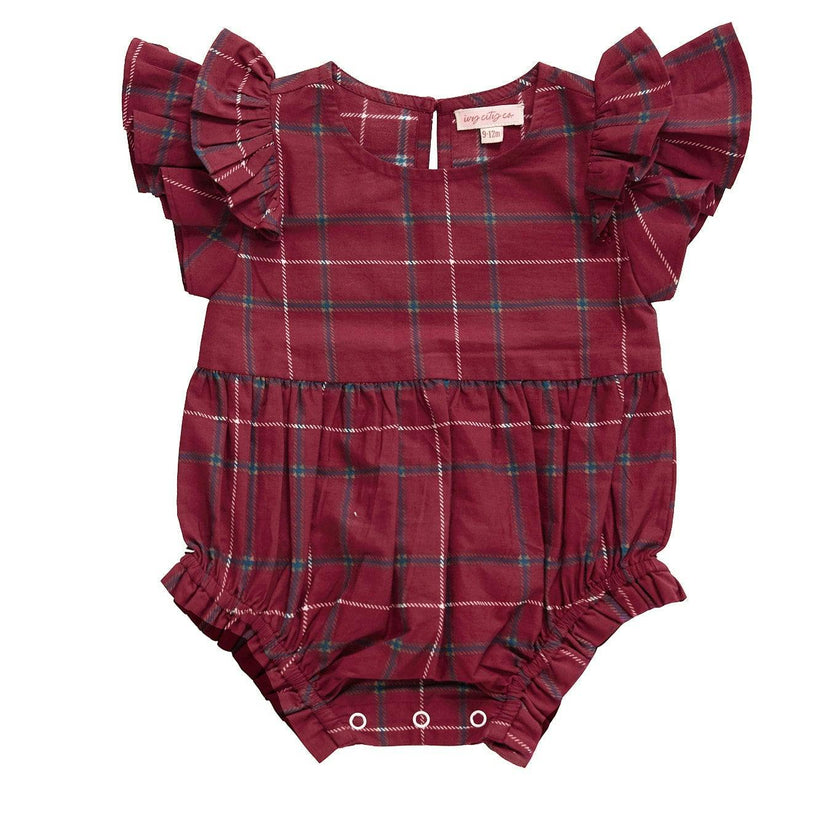Baby Hattie Romper in Burgundy Plaid