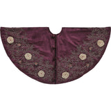 Hand Beaded Velvet Floral WIne Christmas Tree Skirt 60"