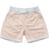 Swimshort Tommaso - Scales print in cloud grey and mandarin red