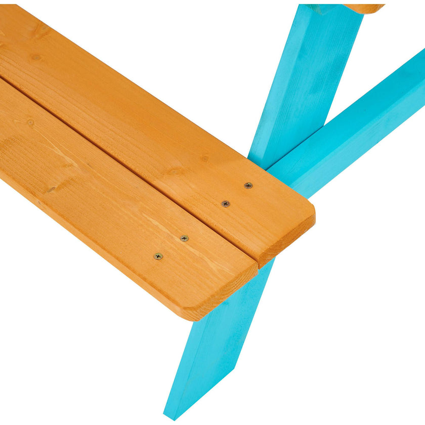 Outdoor Picnic Table & Chair Set - Wood / Petrol