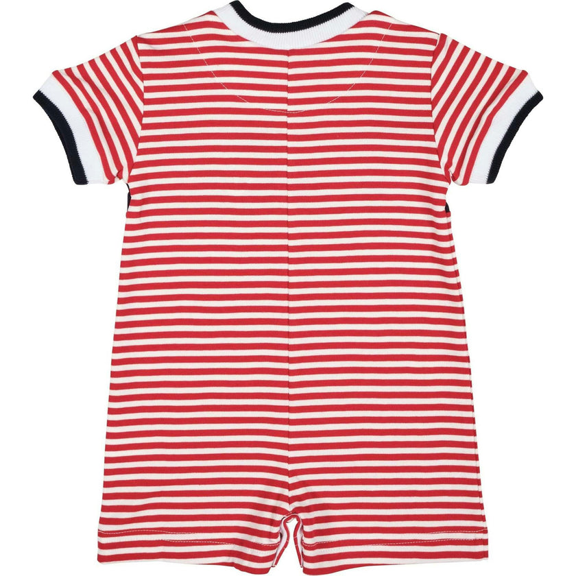 Stripe Knit Shortall With Nautical Applique