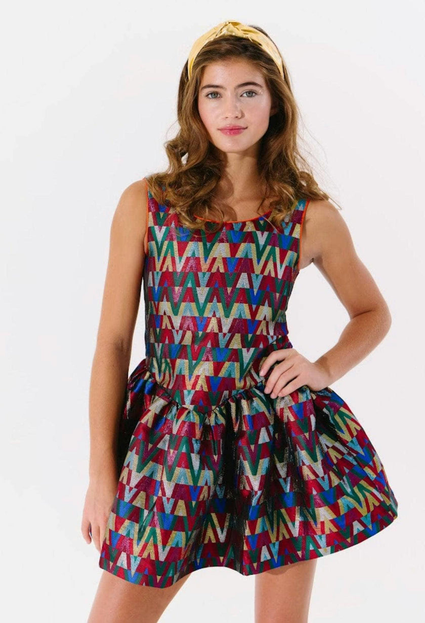 Rainbow Vibes Metallic Bubble Dress – Teen/Women