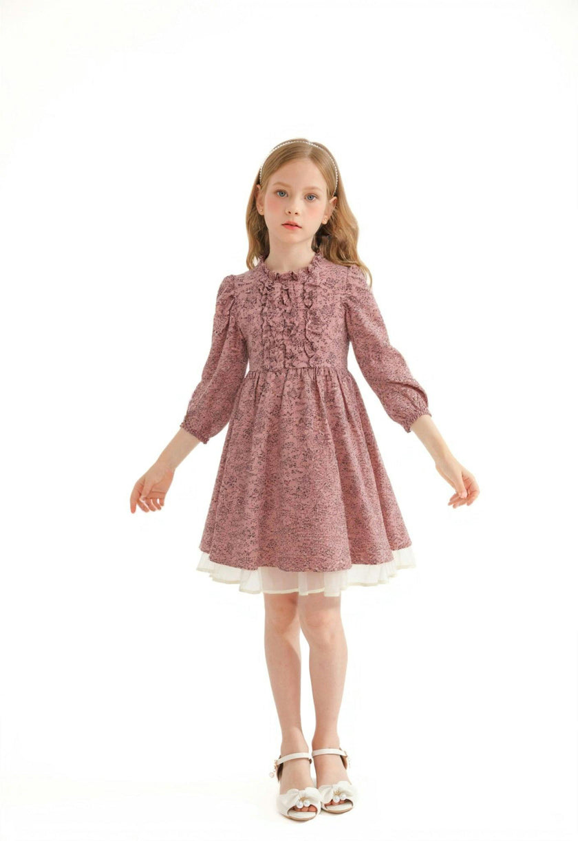 Pink Floral Layered Dress