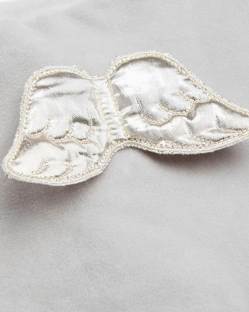 Velour Angel Wing™ Sleepsuit - Silver & Grey