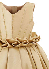 Gold Luminara Ruffle Waist Formal Dress