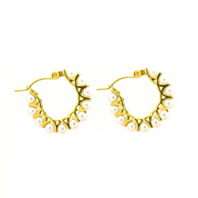 Mini Pearl Hoops