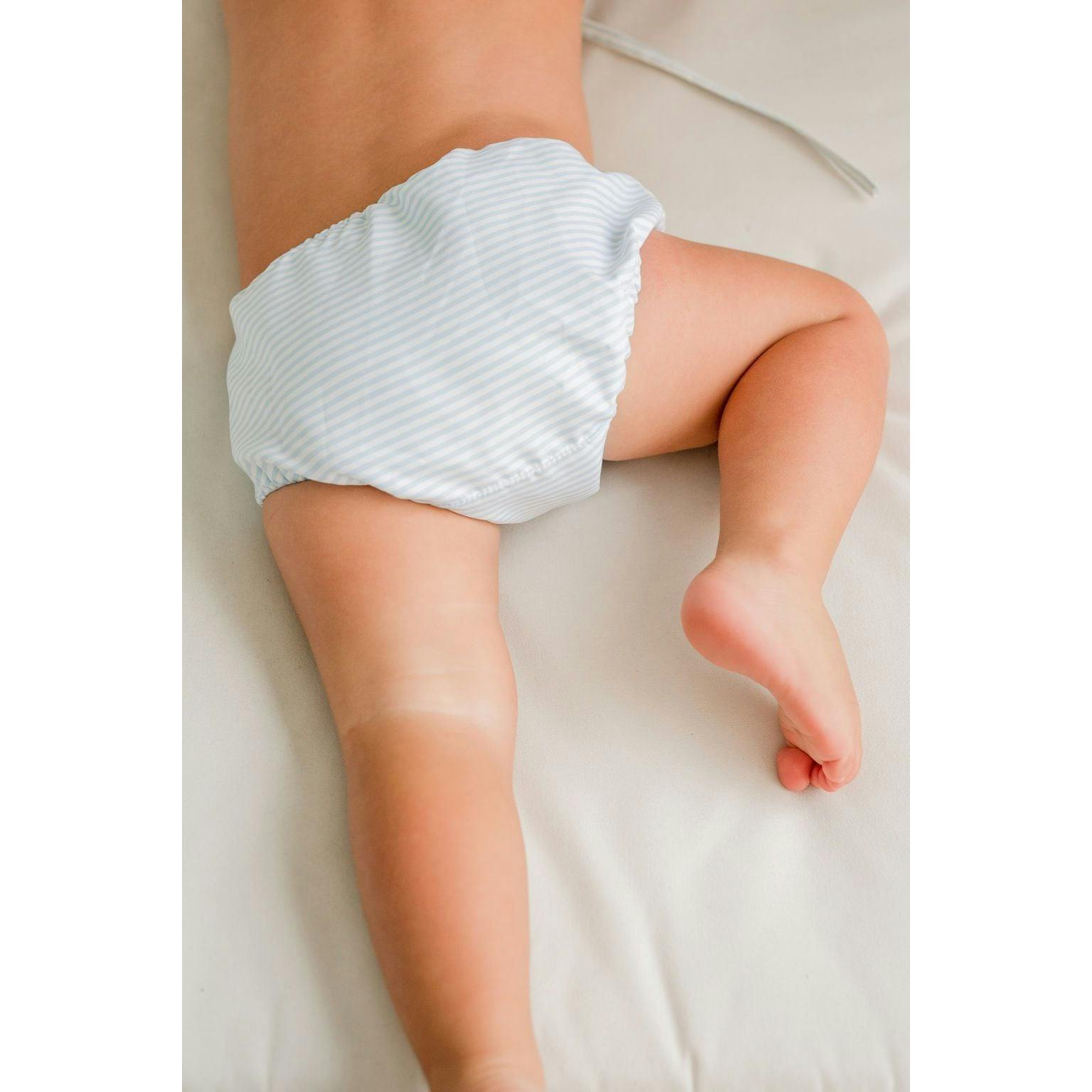 Powder Blue Stripe Diaper Bloomer Cover
