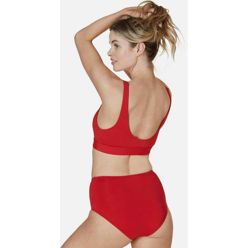 The High Waist Bikini Bottom - Eco Nylon - Cherry Red
