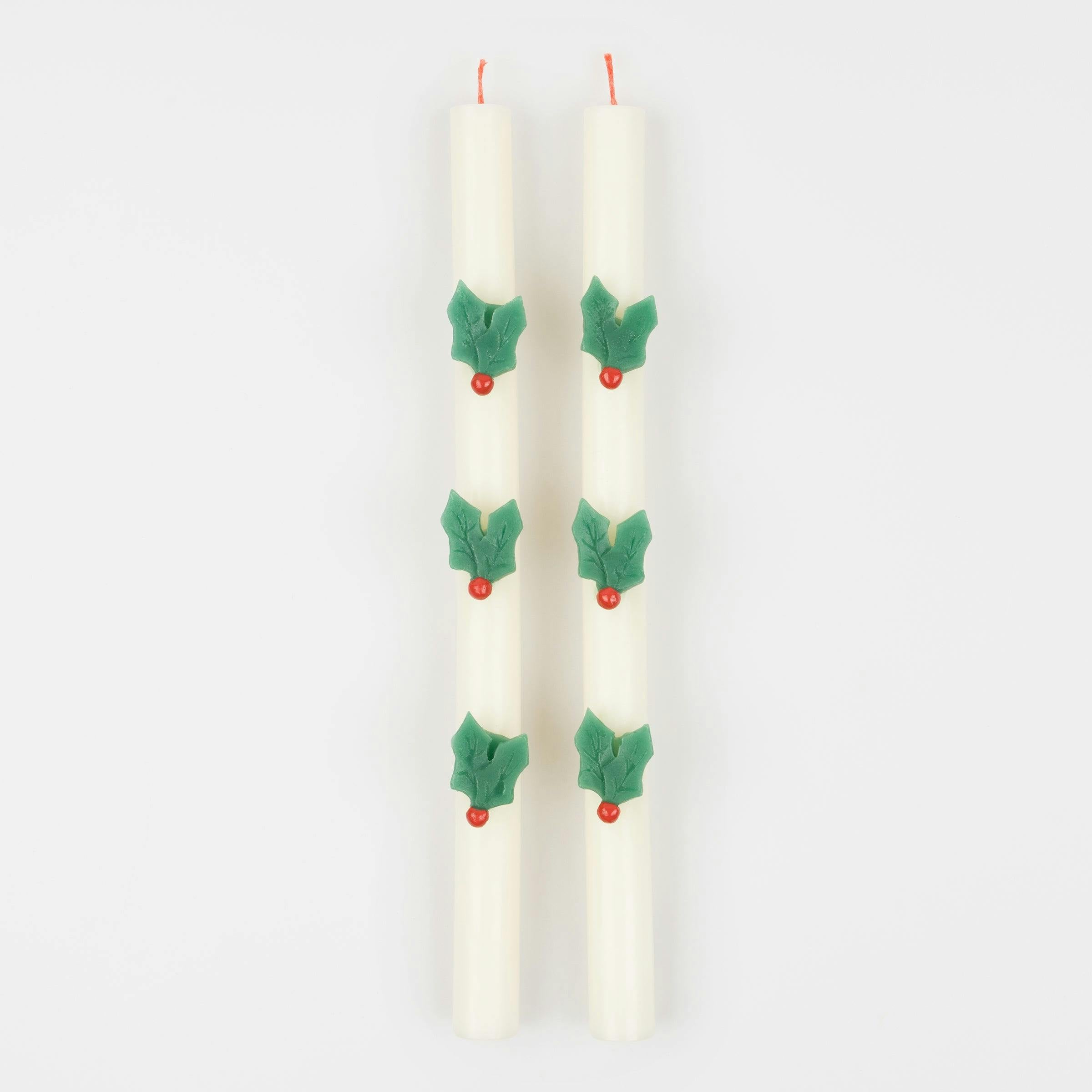 Holly Table Candles