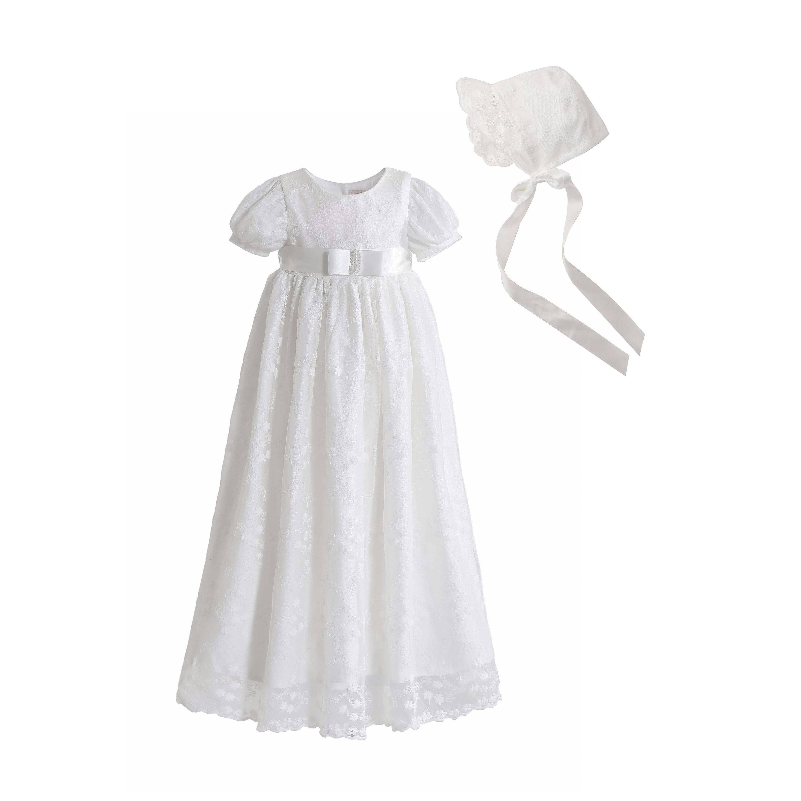 White Emmeline Lace Christening Gown