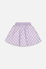 Faux Fur Skirt Lilac and White Tiles