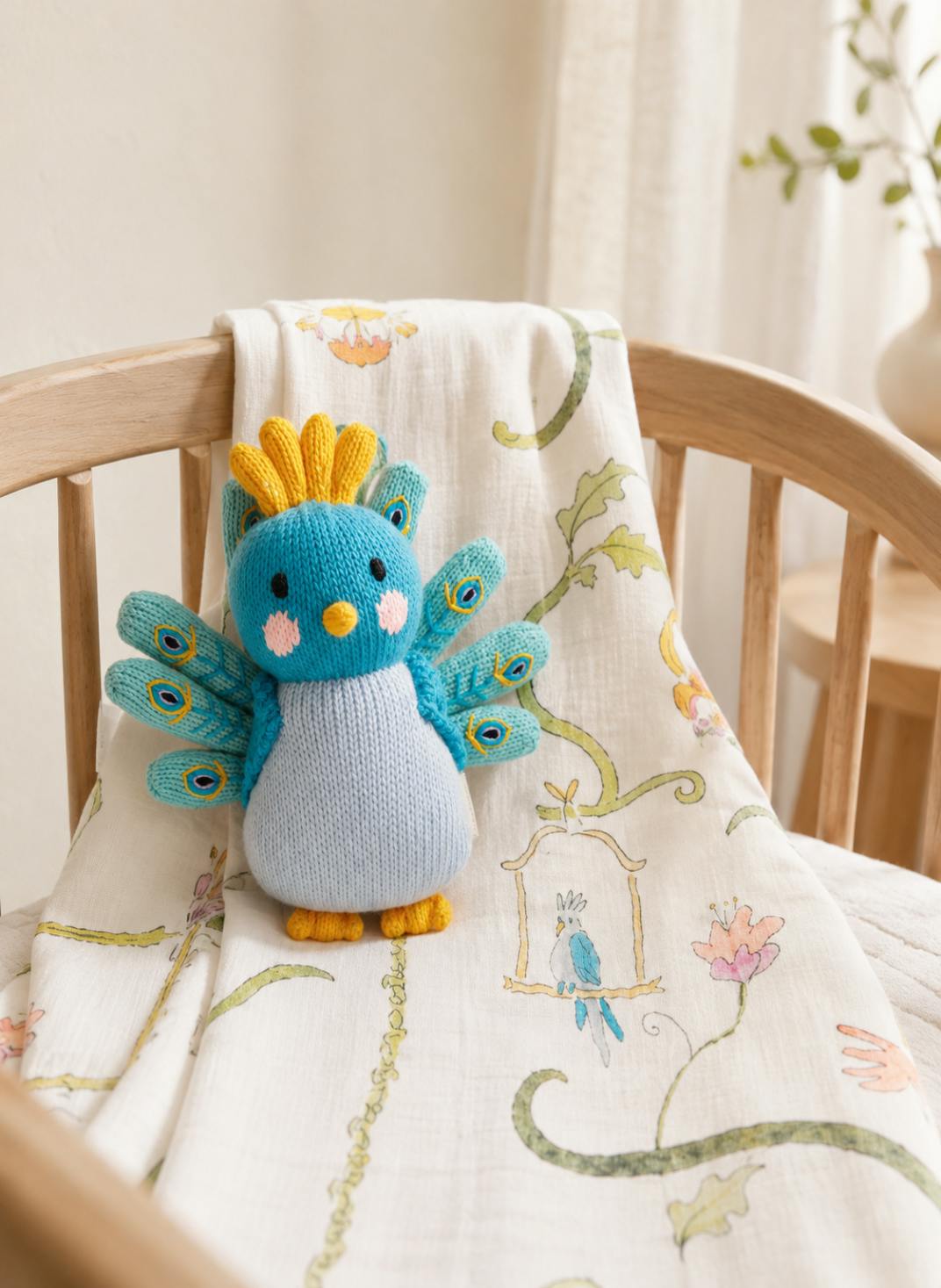 Tropical Shawl Blanket and Violet the Peacock Set