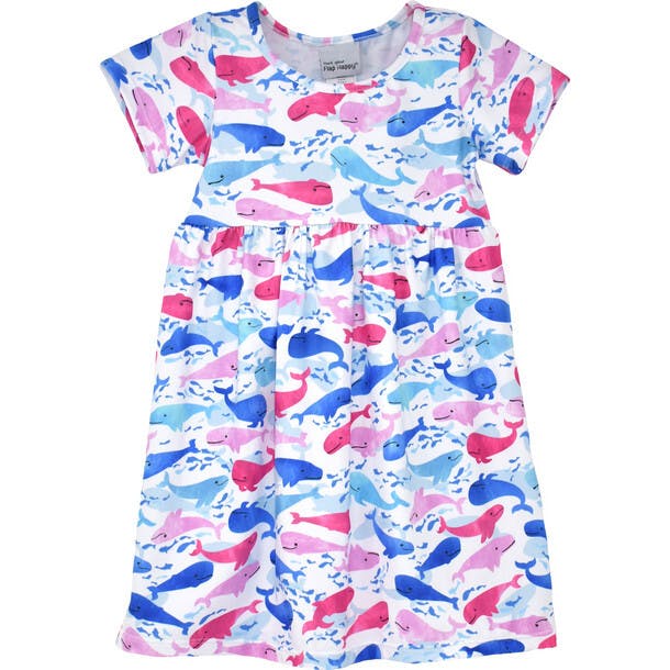 UPF 50+  Laya Short Sleeve Tee Dress - Rosy, Mermaid Friends