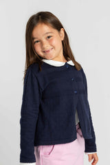 Navy Three Button Cardigan Sweater