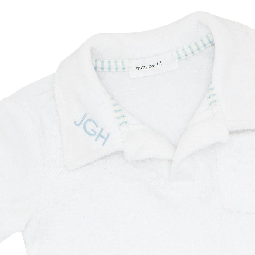 boys white french terry polo