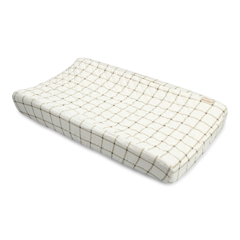 Avery Checkered Organic Cotton Quilted Change Pad Cover