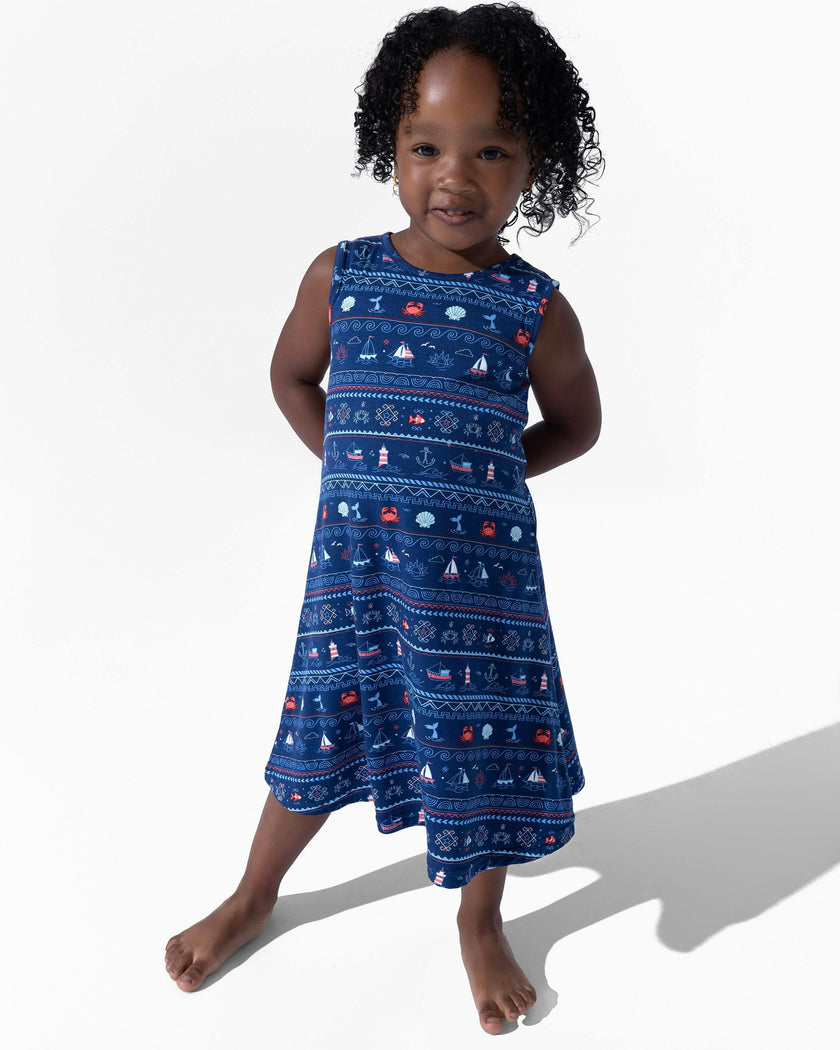 Sail Away Fair Isle Bamboo Girls' Sleeveless Dress