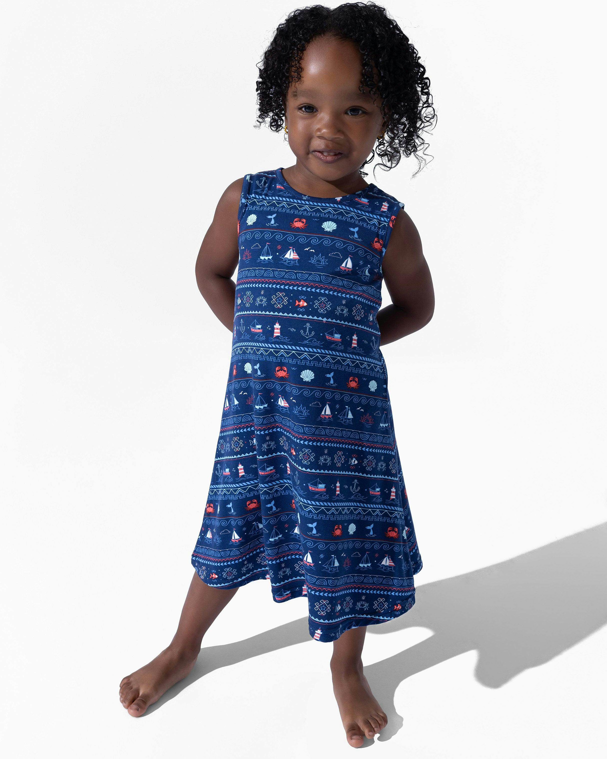 Sail Away Fair Isle Bamboo Girls' Sleeveless Dress