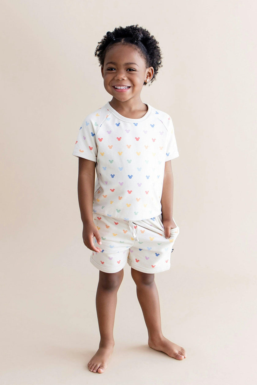 Short Sleeve Jogger Set in Pastel Mickey Mouse