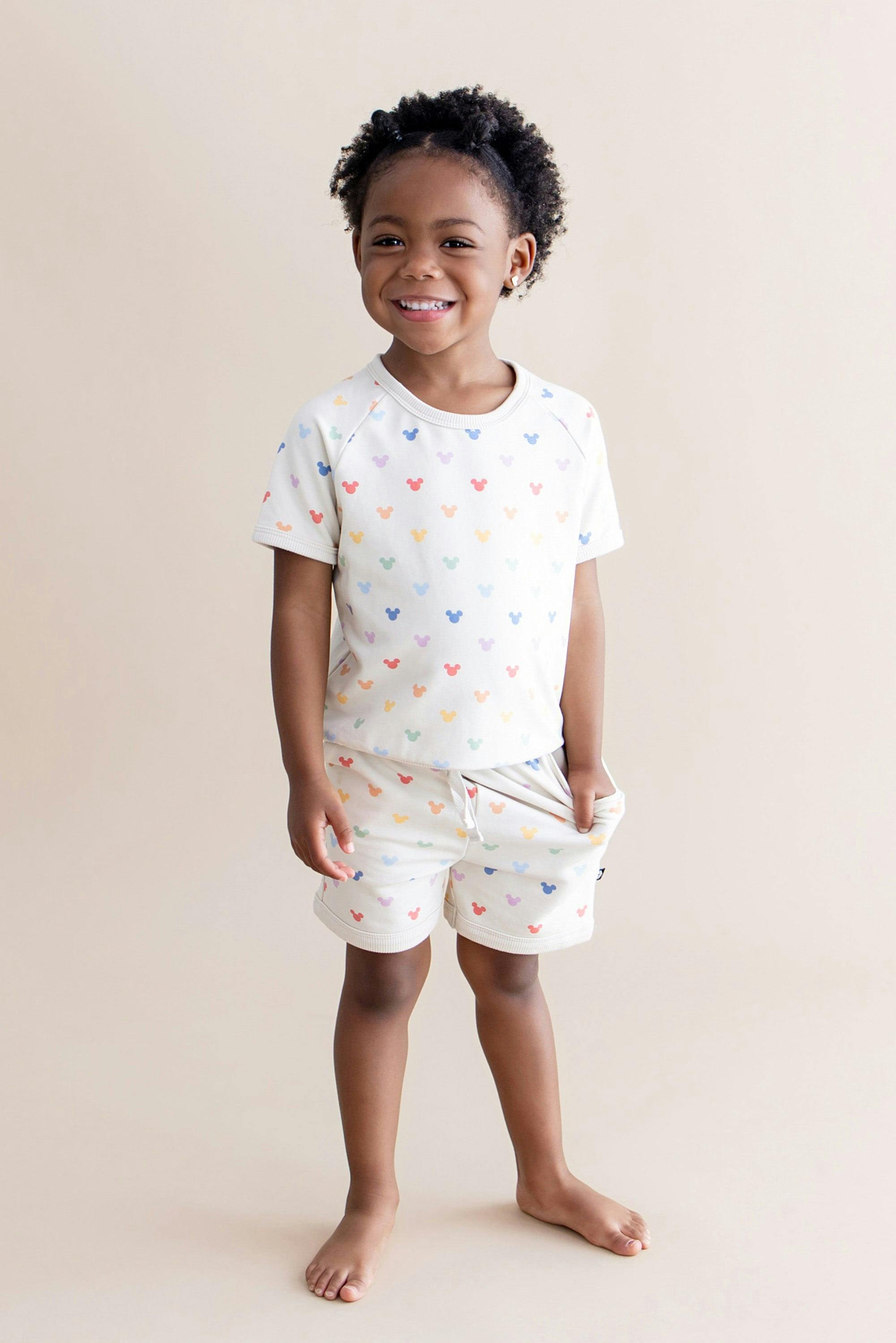 Short Sleeve Jogger Set in Pastel Mickey Mouse