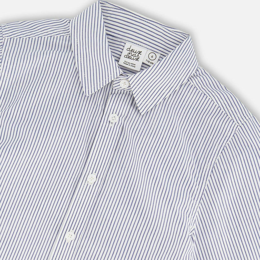 Long Sleeve Button Down Shirt Navy Blue Stripes