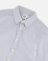 Long Sleeve Button Down Shirt Navy Blue Stripes