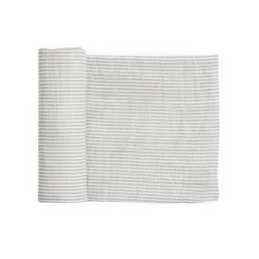 Organic Cotton Muslin Swaddle Blanket - Sand Stripe
