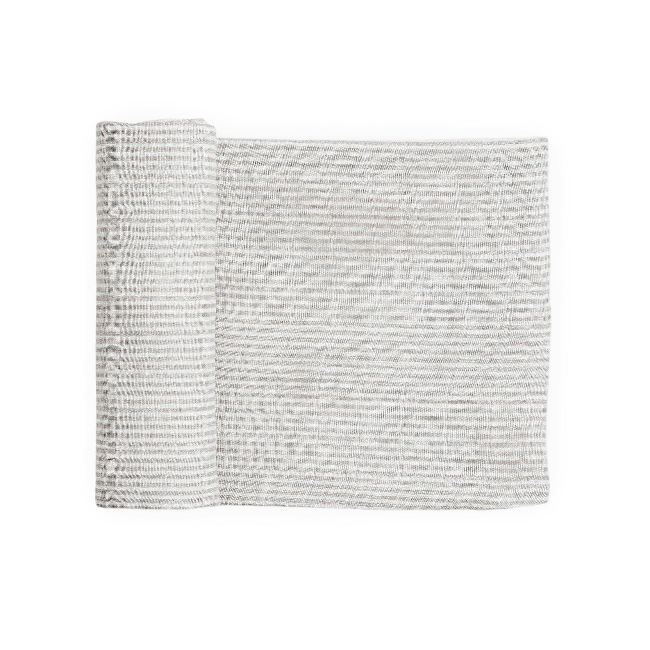 Organic Cotton Muslin Swaddle Blanket - Sand Stripe